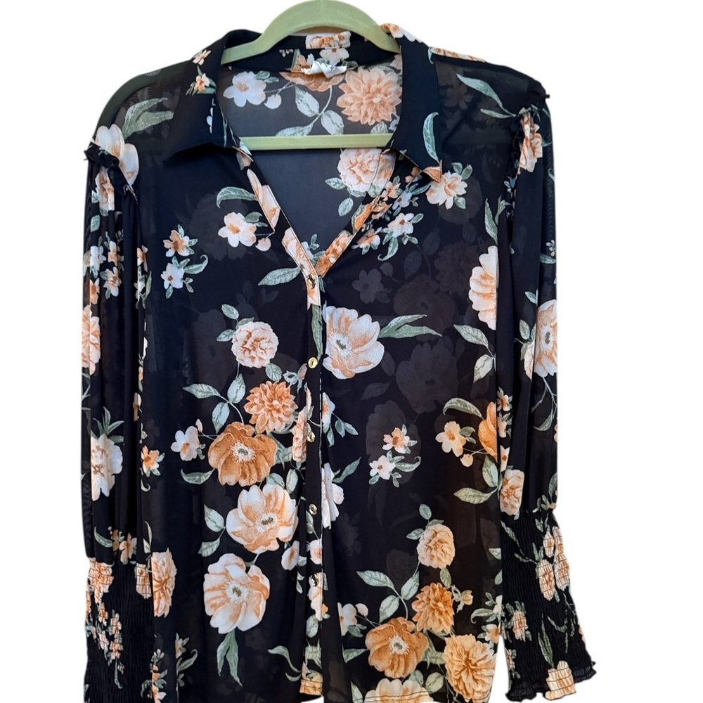 Floral Black and Orange Women's Top